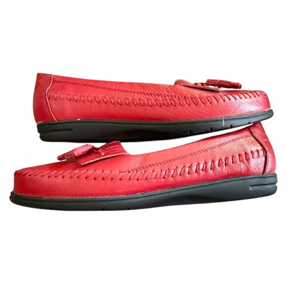 Dr. Scholl's Red Leather Double Air-Pillo Insole Loafers Size 8W EUC - Picture 5 of 8